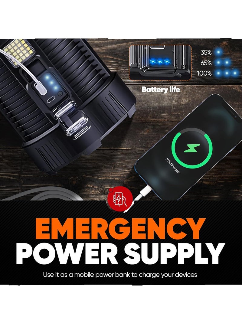 Spot Light, Durable Rechargeable Ultrabright Flashlight, Dual Charging High Intensity Flood Light, Lightweight And Portable Torch For Indoor Outdoor, (1pc, Black) - Image 3