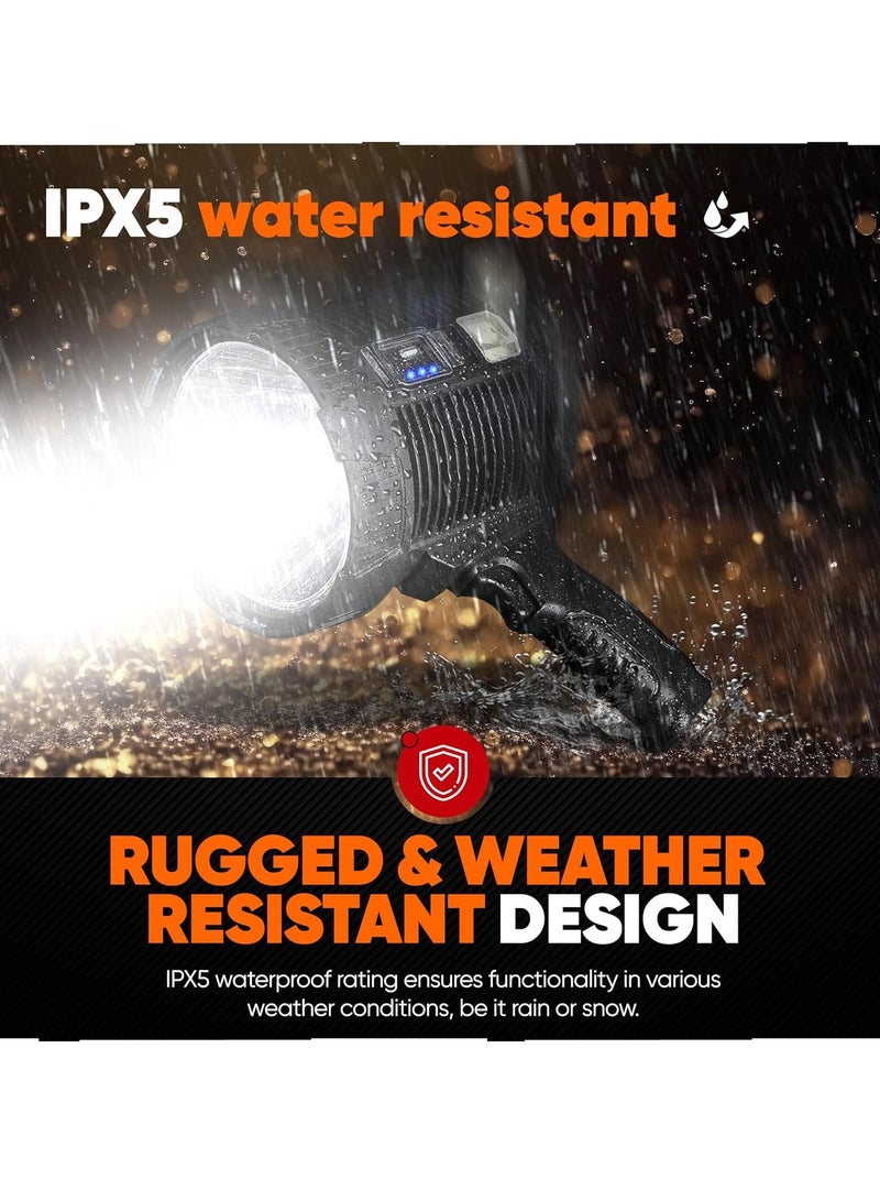 Spot Light, Durable Rechargeable Ultrabright Flashlight, Dual Charging High Intensity Flood Light, Lightweight And Portable Torch For Indoor Outdoor, (1pc, Black) - Image 4