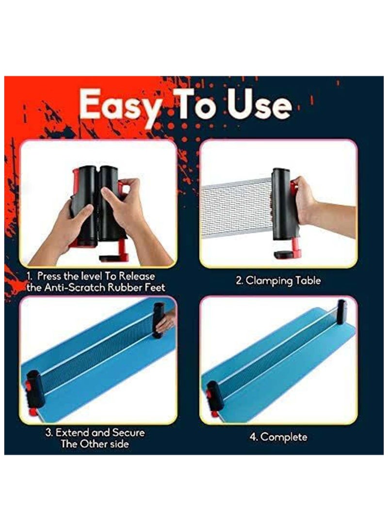 Rightsure - Table Tennis Paddle Set,Portable Table Tennis Set with Retractable Net,2 Rackets,3 Balls,1 Pair of Wrist Gloves and Carry Bag - Image 1