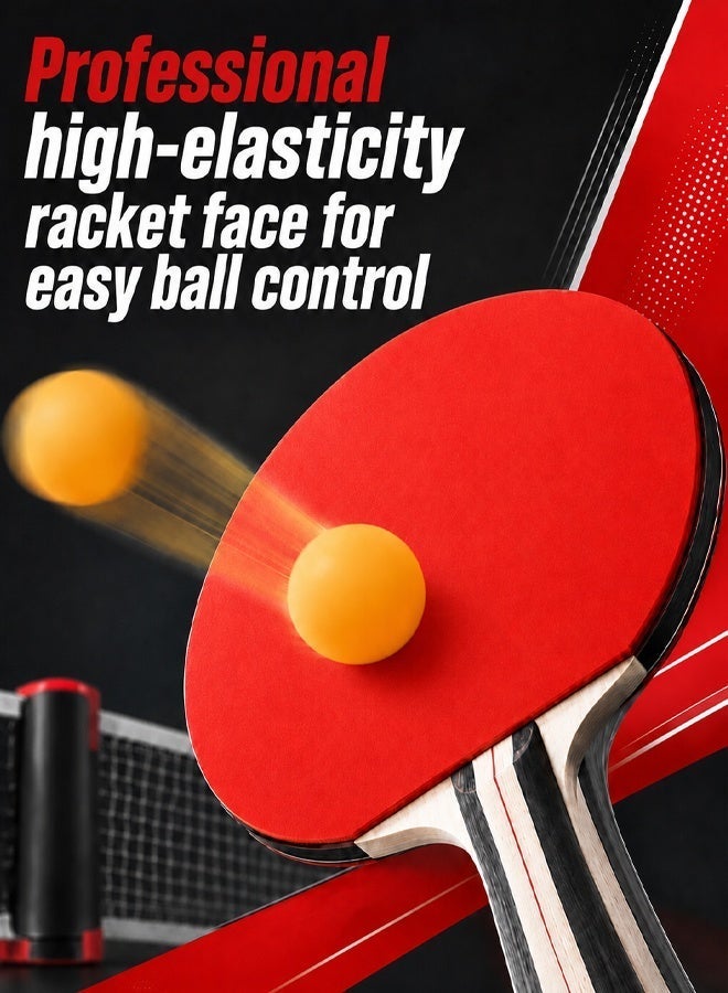 Arabayt Table Tennis Paddle Set,Portable Table Tennis Set with Retractable Net,2 Rackets,3 Balls,1 Pair of Wrist Gloves and Carry Bag - Image 5