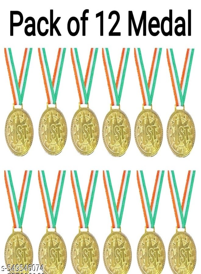 Gold Award Medal with Ribbon | Winner Trophy for Sports Day & Tournaments (GR Pack of 12) - Image 2