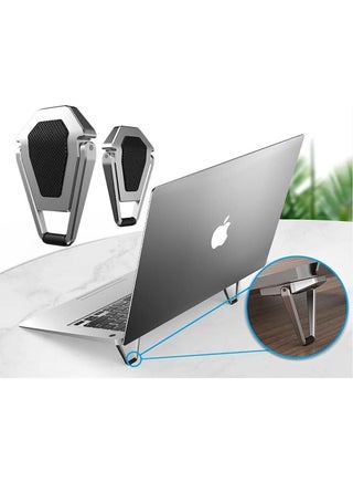 Portable Invisible Laptop Riser Stand | Mini Aluminum Cooling Pad, Lightweight Laptop Desk Stand for MacBook & Other Laptops (Silver) - view 2