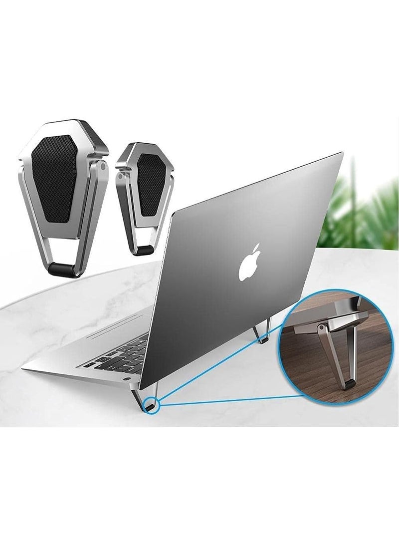 Salab Portable Invisible Laptop Riser Stand | Mini Aluminum Cooling Pad, Lightweight Laptop Desk Stand for MacBook & Other Laptops (Silver) - Image 2