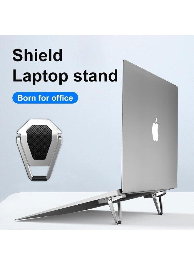 Salab Portable Invisible Laptop Riser Stand | Mini Aluminum Cooling Pad, Lightweight Laptop Desk Stand for MacBook & Other Laptops (Silver) - Image 3