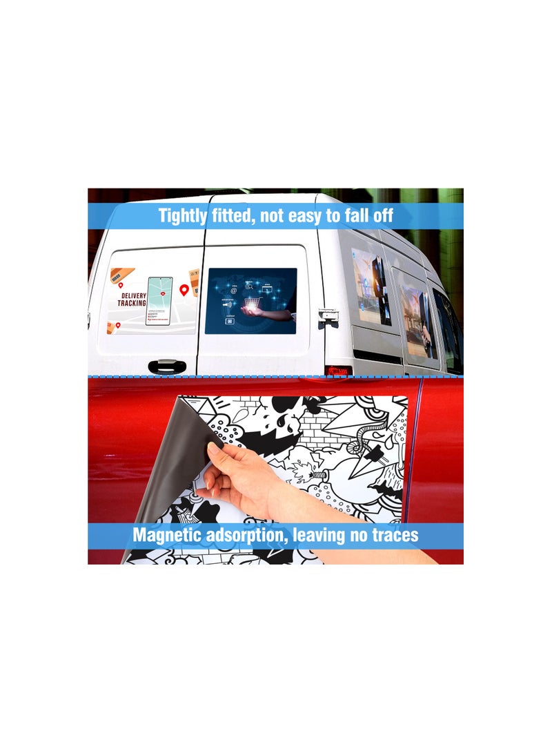 Rewritable Magnetic Message Board Set - Blank Car Magnets with Rounded Corners for Business Advertising, Logo Covering (12 x 17 - Image 2