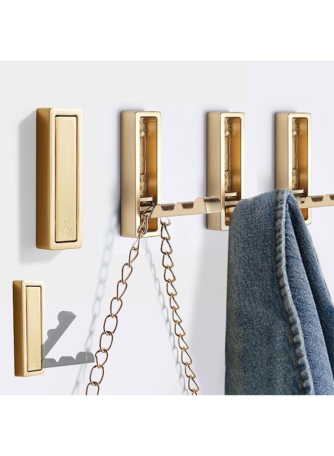 Peachjoy Foldable Gold Wall Hook, Heavy Duty Wall Hook, Folding Coat Hook for Hanging Coats, Towels, Backpacks, Bags, Brushed Gold Towel Hook for Bathroom, Closet (Gold, 4 Pieces)  - Image 1