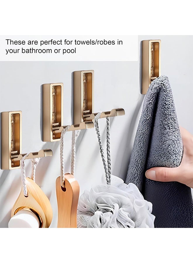 Peachjoy Foldable Gold Wall Hook, Heavy Duty Wall Hook, Folding Coat Hook for Hanging Coats, Towels, Backpacks, Bags, Brushed Gold Towel Hook for Bathroom, Closet (Gold, 4 Pieces)  - Image 4