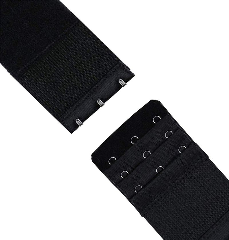 KTOBTEL 3 Rows 3 Hooks Bra Extender Elastic Bra Band Hook Strap Extensions, Pack of 4 (Black) - Image 2