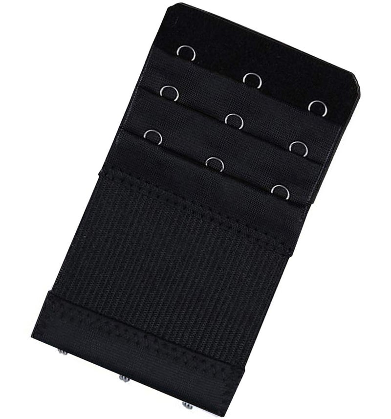 KTOBTEL 3 Rows 3 Hooks Bra Extender Elastic Bra Band Hook Strap Extensions, Pack of 4 (Black) - Image 4