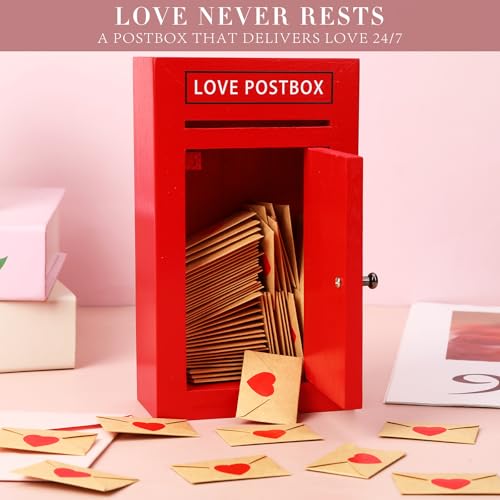 JULEASEL Romantic Love Postbox with 50 Mini Love Notes and Envelopes for Him, Cute Couple Gifts for Boyfriend, LoveLetter, Long Distance Relationship Gifts - Image 2