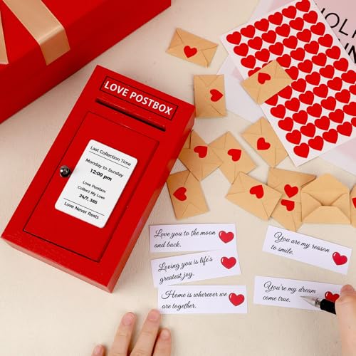 JULEASEL Romantic Love Postbox with 50 Mini Love Notes and Envelopes for Him, Cute Couple Gifts for Boyfriend, LoveLetter, Long Distance Relationship Gifts - Image 4
