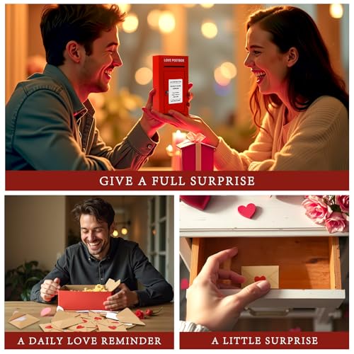 JULEASEL Romantic Love Postbox with 50 Mini Love Notes and Envelopes for Him, Cute Couple Gifts for Boyfriend, LoveLetter, Long Distance Relationship Gifts - Image 5