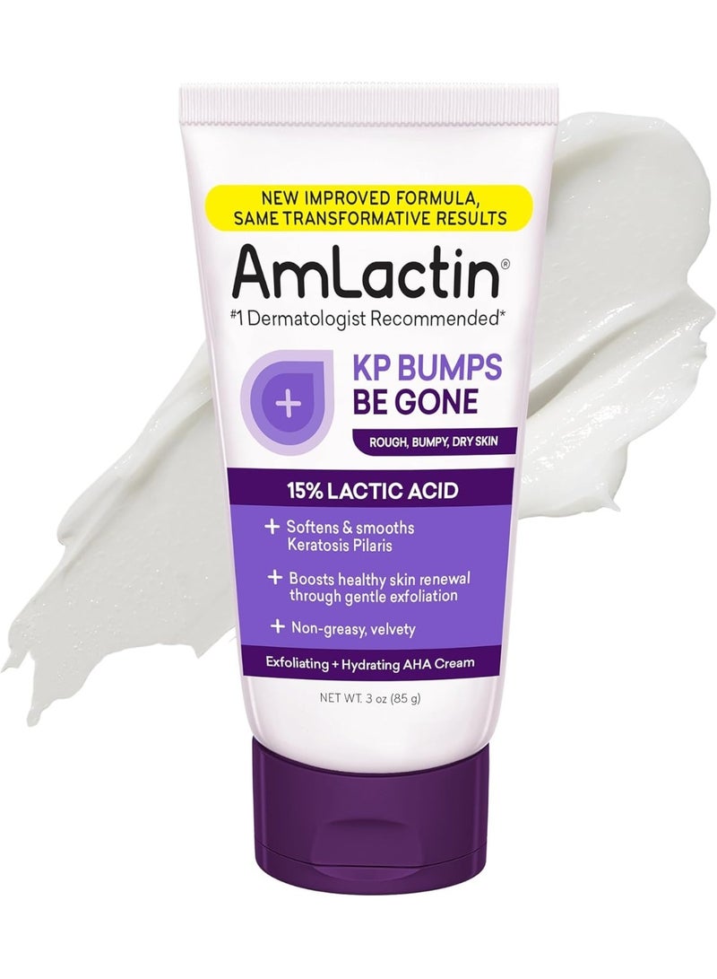 AmLactin KP Bumps Be Gone - 3 oz Keratosis Pilaris Moisturizing Cream with 15% Lactic Acid - Exfoliator and Moisturizer for Dry, Rough and Bumpy Skin (Packaging May Vary) - Image 1