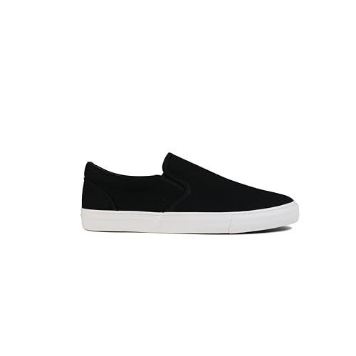 hello basics Men's Sneakers Classic Low Top Slip On Shoes Wide Canvas Skate Loafers Sneakers with Soft Insole Causal Dress Shoes for Men Comfortable Walking Shoes Slip on Sneakers for Men, Black, 11, - Image 5
