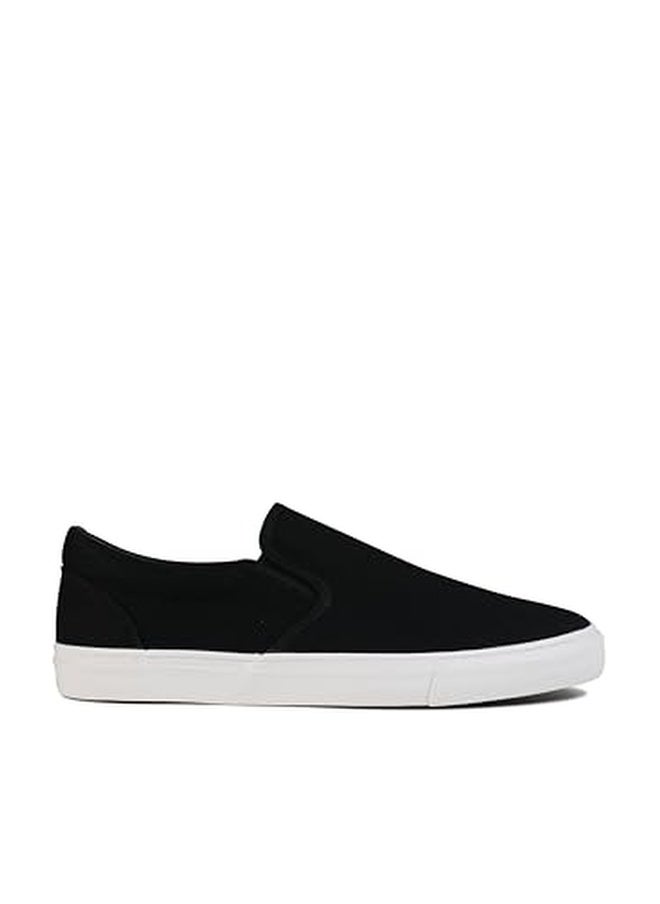 hello basics Men's Sneakers Classic Low Top Slip On Shoes Wide Canvas Skate Loafers Sneakers with Soft Insole Causal Dress Shoes for Men Comfortable Walking Shoes Slip on Sneakers for Men, Black, 11, - Image 1
