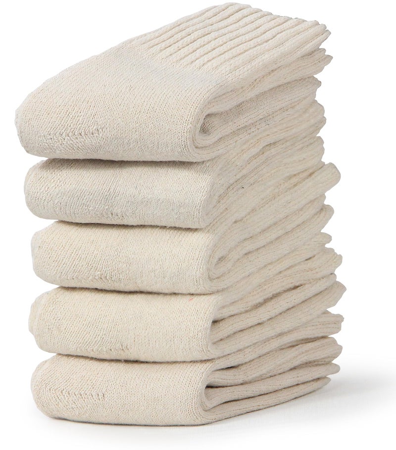 BenSorts Women Warm Solid Socks Ladies Thick Warm Cozy Crew Socks for Female Stocking Stuffers Beige 5 Pairs - Image 2