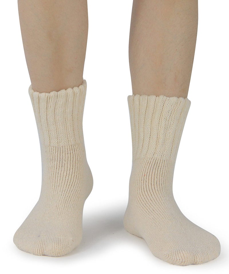 BenSorts Women Warm Solid Socks Ladies Thick Warm Cozy Crew Socks for Female Stocking Stuffers Beige 5 Pairs - Image 3