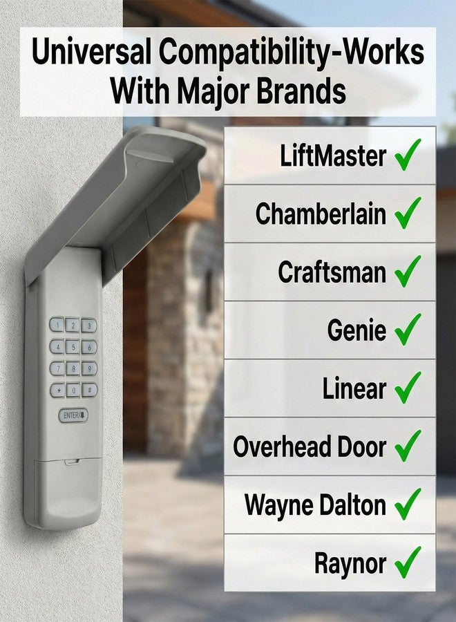 Lpyec Universal Garage Door Opener Keypad Remote Wireless Keyless Keypad Compatible with Genie LiftMaster Chamberlain Craftsman Linear Overhead Door Wayne Dalton Opener has Learn Button or Dip Switch - Image 2