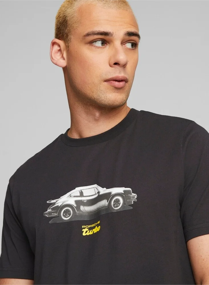 Porsche  PORSCHE Men's PL Graphic Turbo Car T-Shirt in Black for Men | Best Price UAE
