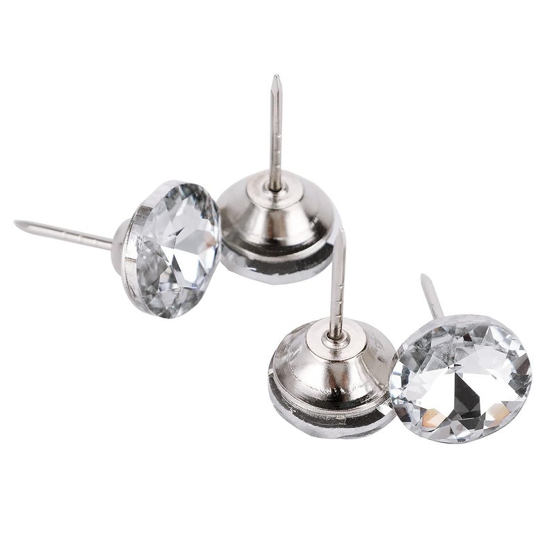 OwnMy OwnMy 50PCS 20mm Rhinestone Crystal Buttons Glass DiamondLike Upholstery Nail Tack Buttons Clear Sewing Button Pins Tufting Decor Buttons with Metal Nail for Furniture Sofa Bed Headboard DIY Craft  - Image 1