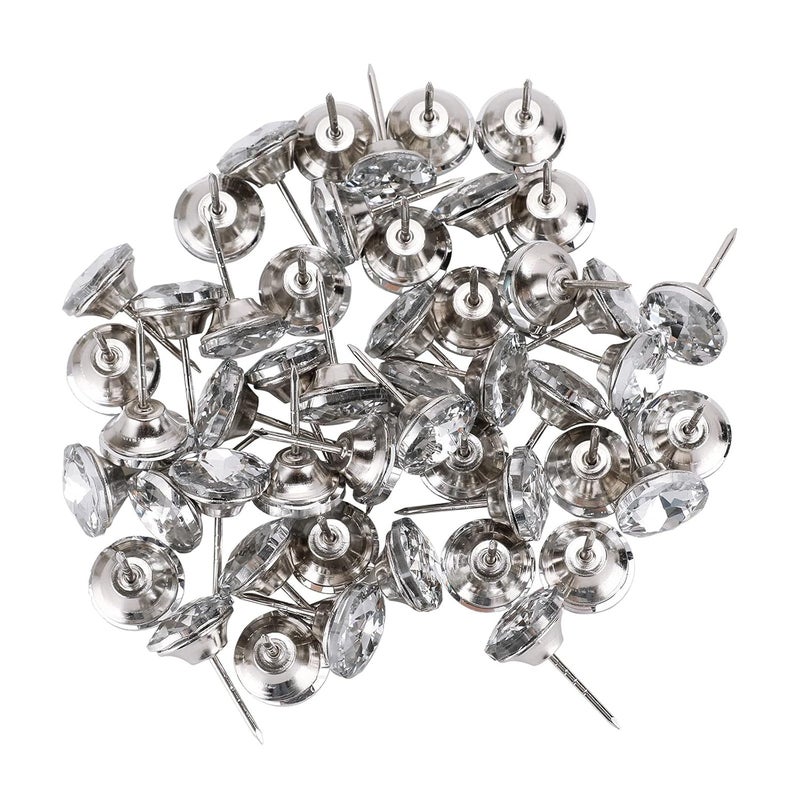 OwnMy OwnMy 50PCS 20mm Rhinestone Crystal Buttons Glass DiamondLike Upholstery Nail Tack Buttons Clear Sewing Button Pins Tufting Decor Buttons with Metal Nail for Furniture Sofa Bed Headboard DIY Craft  - Image 4