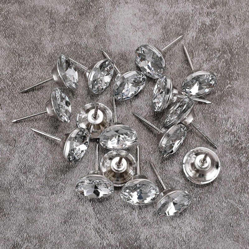 OwnMy OwnMy 50PCS 20mm Rhinestone Crystal Buttons Glass DiamondLike Upholstery Nail Tack Buttons Clear Sewing Button Pins Tufting Decor Buttons with Metal Nail for Furniture Sofa Bed Headboard DIY Craft  - Image 5