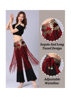 Generic Womens Belly Dance Hip Scarf Tassel Skirt Fringe Wrap Rave Sequin for Costume Zumba Yoga Class Performance  - Image 3