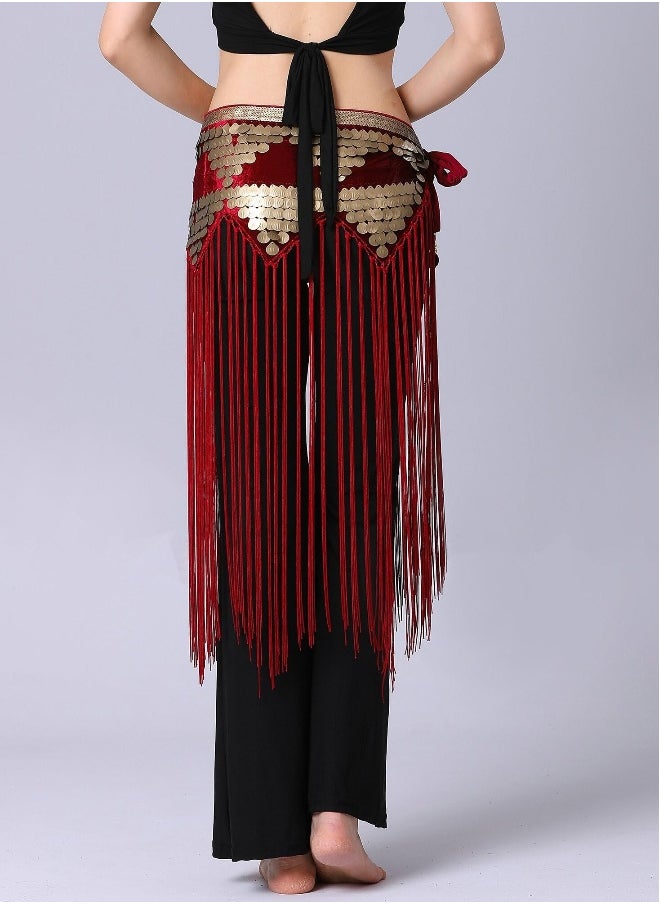 Generic - Womens Belly Dance Hip Scarf Tassel Skirt Fringe Wrap Rave Sequin for Costume Zumba Yoga Class Performance - Image 1