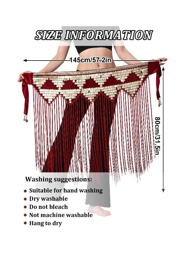 Generic - Womens Belly Dance Hip Scarf Tassel Skirt Fringe Wrap Rave Sequin for Costume Zumba Yoga Class Performance - Image 1