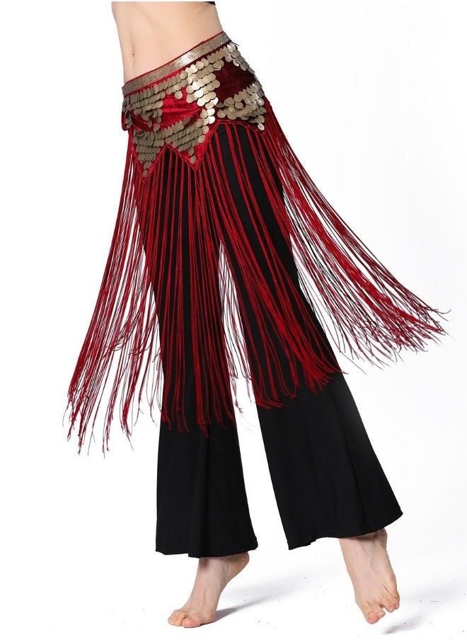 Generic - Womens Belly Dance Hip Scarf Tassel Skirt Fringe Wrap Rave Sequin for Costume Zumba Yoga Class Performance - Image 1