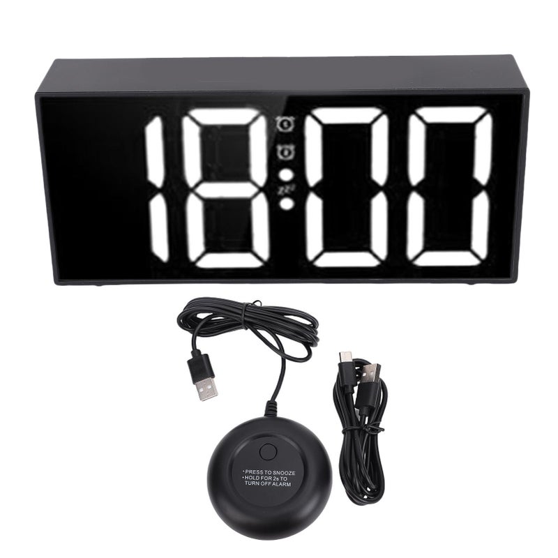 Loud Dual Alarm Clock 7.4 Inch Mirror LED 3 Modes Vibrating Alarm Clock with Bed Shaker Under Pillow for Heavy Sleepers - Image 1