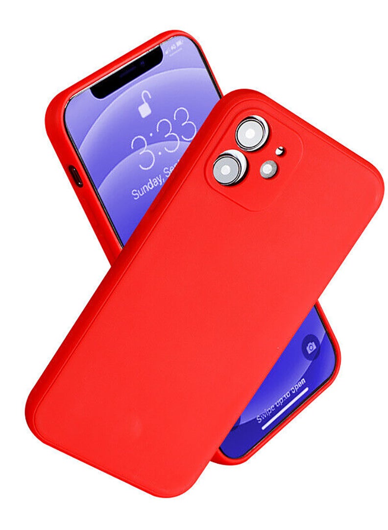 Theodor Protective Ultra Slim Fit Case Liquid Silicone Gel Cover with Full Body Protection Anti-Scratch Shockproof Case For iPhone 12 LIQUID SILICON RED - Image 1