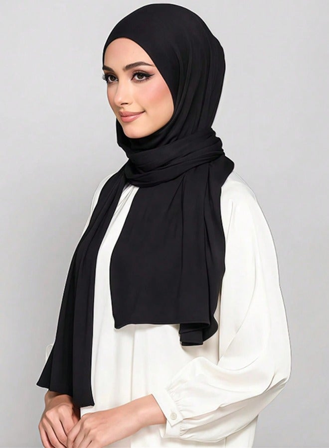 Jersey Cotton Scarf Elastic Scarf Muslim Instant Hijab Mercerized Cotton Shawl Women Soft Jersey Scarf  - Image 1