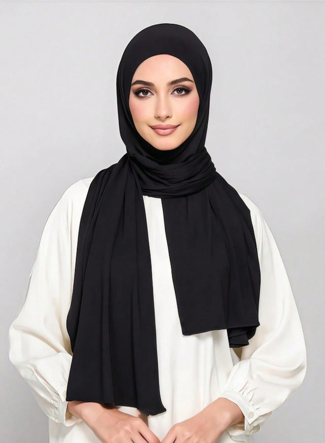 Jersey Cotton Scarf Elastic Scarf Muslim Instant Hijab Mercerized Cotton Shawl Women Soft Jersey Scarf  - Image 2