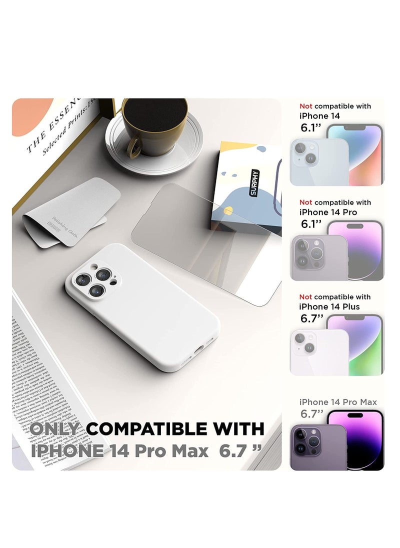 Raxoom iPhone 14 Pro Max Case with Screen Protector, (with Camera Protection + Soft Microfiber Lining) Liquid Silicone Phone Case, White - Image 2