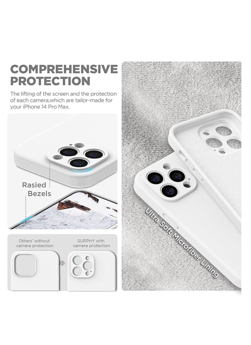 Raxoom iPhone 14 Pro Max Case with Screen Protector, (with Camera Protection + Soft Microfiber Lining) Liquid Silicone Phone Case, White - Image 3