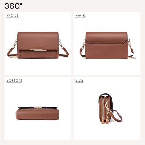 Roulens Small Crossbody Bag for Women,Cell Phone Purse Women's Shoulder Handbags Wallet Purse with Credit Card Slots - Image 3