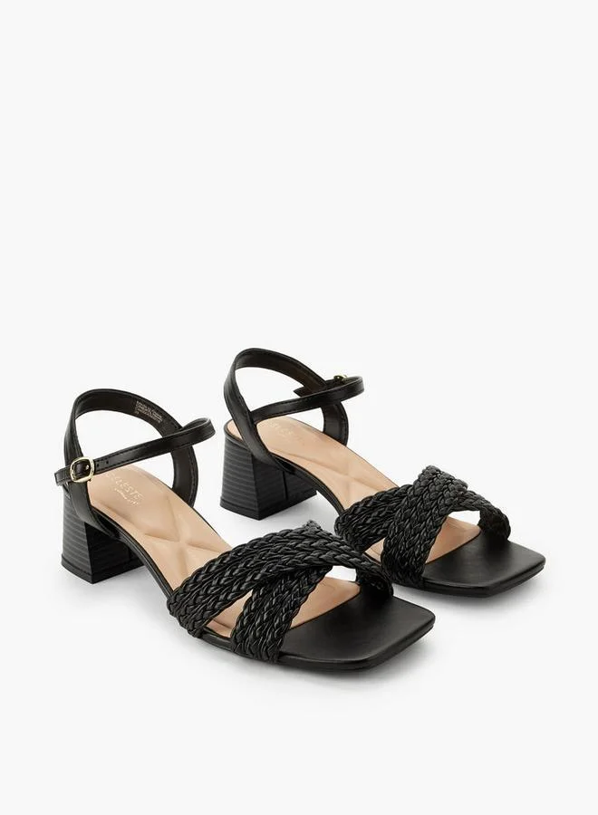 Celeste Women Braided Cross Strap Block Heel Sandals
