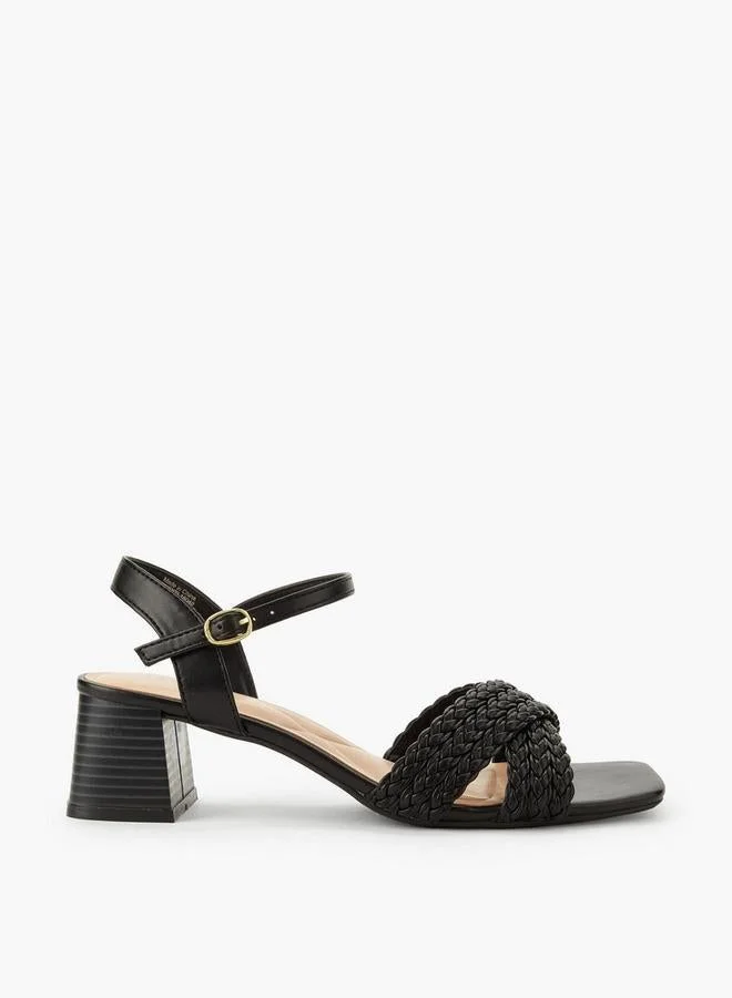 Celeste Women Braided Cross Strap Block Heel Sandals