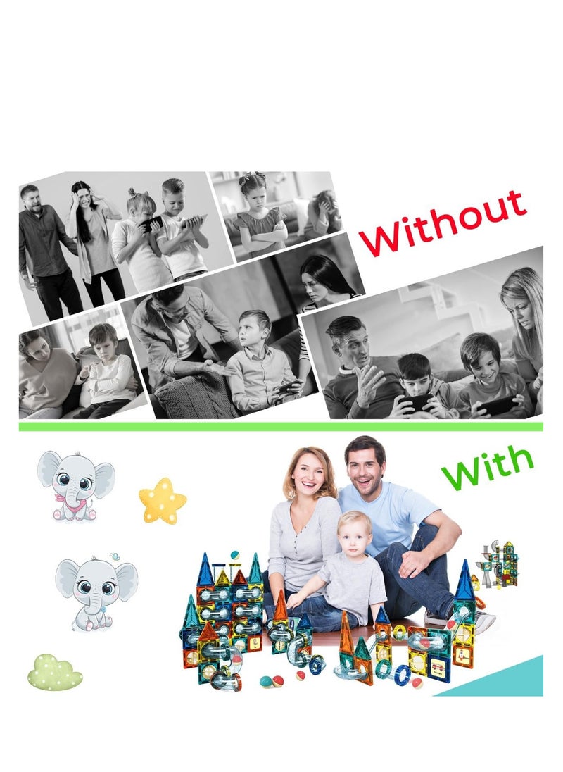 FUSIONPULSE 168 Pcs Magnetic Pipeline Tiles Magic Blocks 3D STEM Stacking Toys for 3+ Year Old Boys and Girls - Premium 3D Magnetic Pipeline Building Blocks Set for Toddlers - Kids Toys Creativity Construction Playboards  - Image 3