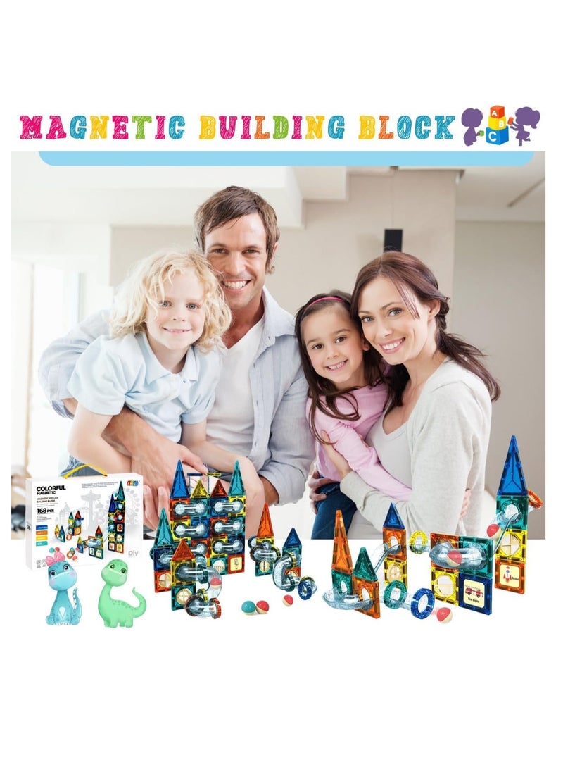 FUSIONPULSE 168 Pcs Magnetic Pipeline Tiles Magic Blocks 3D STEM Stacking Toys for 3+ Year Old Boys and Girls - Premium 3D Magnetic Pipeline Building Blocks Set for Toddlers - Kids Toys Creativity Construction Playboards  - Image 5