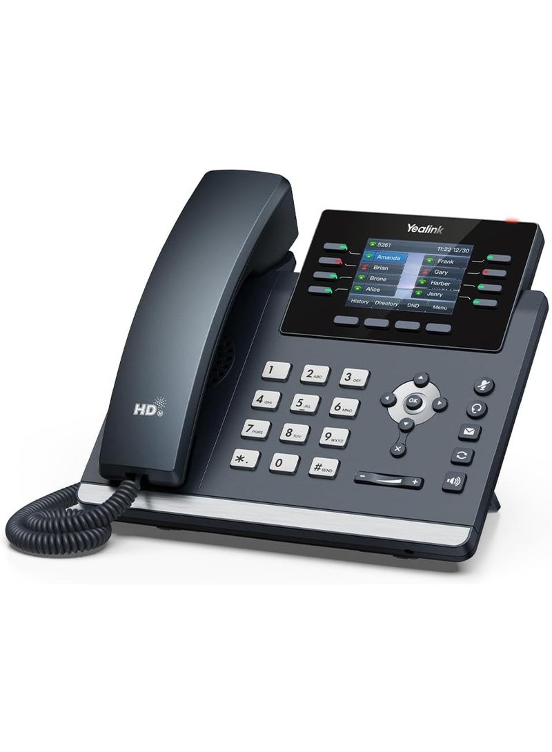Yealink SIP-T44U 1301214-12 VoIP Accounts. 2.8-Inch Color Display, PoE Power Adapter NOT Included, Black