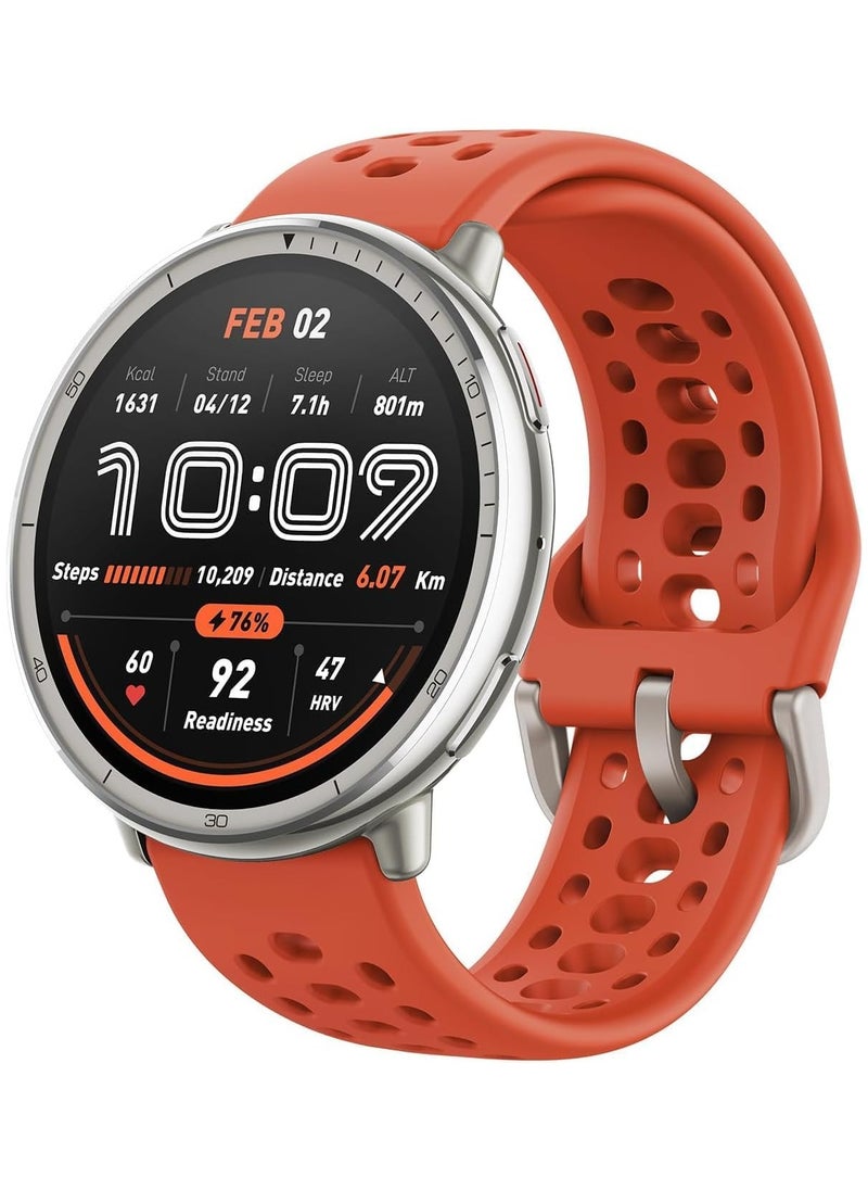 REBENUO - Active 2 Smart Watch 44mm GPS Maps with Direction Fitness Tracker 10 Day Battery Sleep Monitor 160+ Sport Modes Water Resistant for Android & Apple iPhone Red Silicone - Image 1