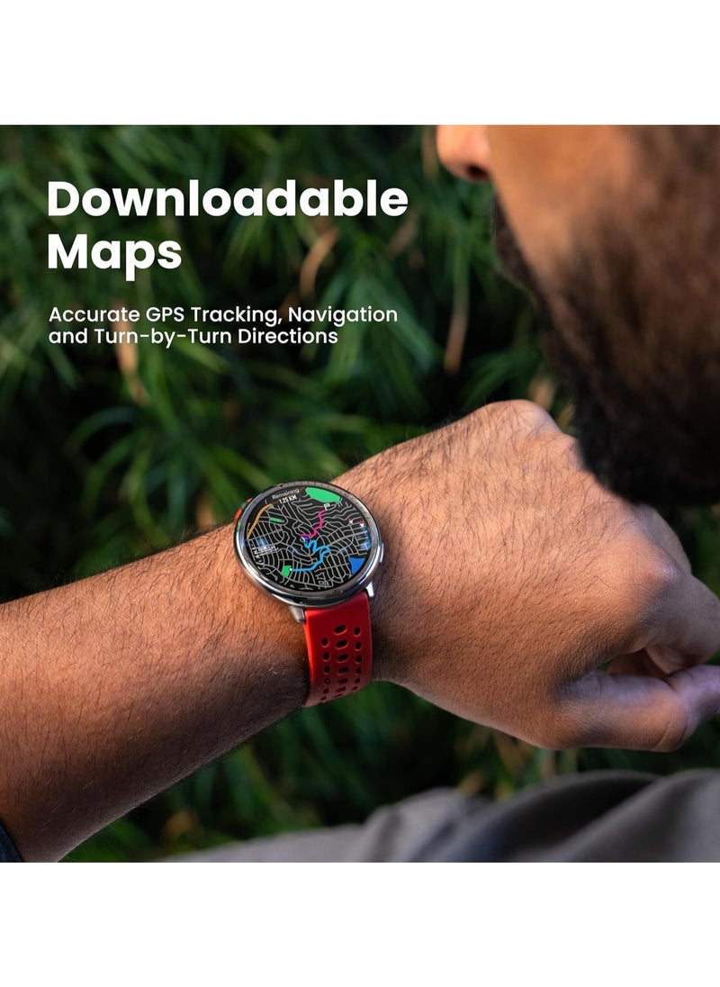 REBENUO - Active 2 Smart Watch 44mm GPS Maps with Direction Fitness Tracker 10 Day Battery Sleep Monitor 160+ Sport Modes Water Resistant for Android & Apple iPhone Red Silicone - Image 1
