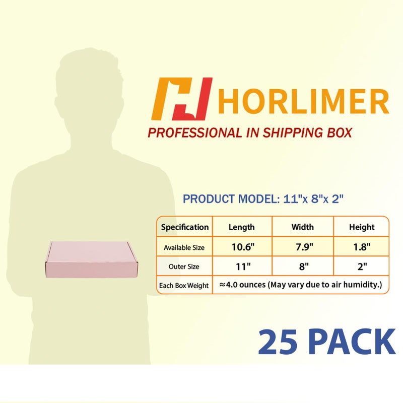 Horlimer 11X8X2 Inches Shipping Boxes Set Of 25  Pink Corrugated Cardboard Gift Box For Packing  Mailing  Small Business - Image 2