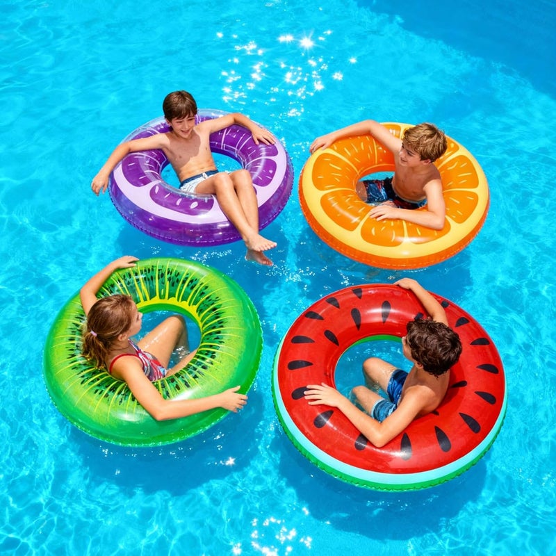 FindUWill 6 Pack Pool Floats Kids, Pool Swim Tubes Rings(4 Pack) - 4Pcs Inflatable Big Floaties Beach Swimming Toys with 2Pcs Beach Balls for Adults Raft Floaties Toddlers - Image 2