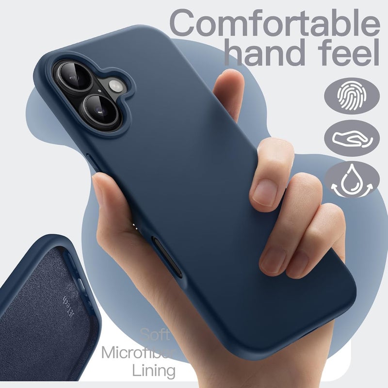 Jetech Liquid Silicone Case For Iphone 17 6.3-Inch, Silky Soft Touch Full-Body Protection, Anti-Scratch Shockproof Phone Cover With Microfiber Lining Navy Blue - Image 3