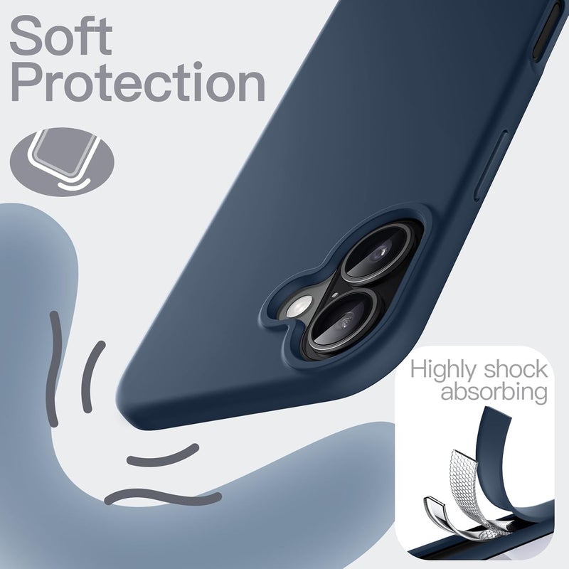 Jetech Liquid Silicone Case For Iphone 17 6.3-Inch, Silky Soft Touch Full-Body Protection, Anti-Scratch Shockproof Phone Cover With Microfiber Lining Navy Blue - Image 4