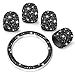 WINKA Rhinestone 4pcs Car Tire Valve Stem Caps with 1pcs Bling Car Engine Button Cover Unversal Ignition Ring for Car Keylees Ring Diamond Car Tire Caps Bling Car Accessories Black - Image 2