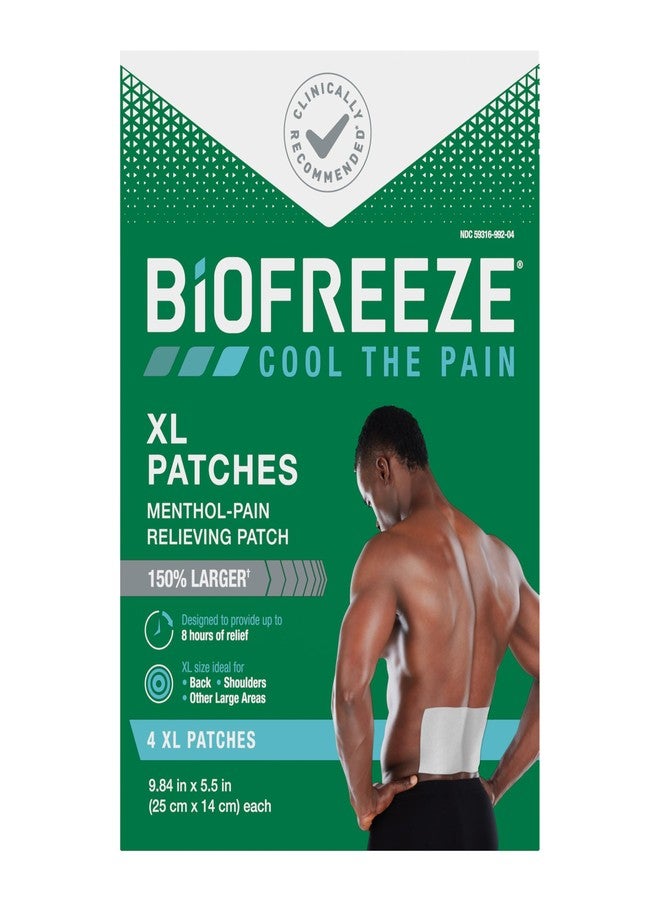 Biofreeze XL Pain Relief Patches, Menthol Pain Patches for Lower Back, Neck, Knee, & Shoulder, Comfortable & Flexible Fabric Stays in Place, 4 ct - Image 1